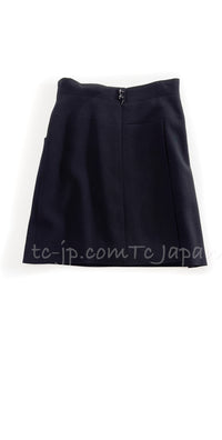 CHANEL 07A Black Wool Jacket Skirt Suit with Belt 44 46 シャネル ブラック ウール 100% ジャケット スカート スーツ ベルト付き 即発