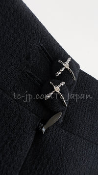 CHANEL 07A Black Wool Jacket Skirt Suit with Belt 44 46 シャネル ブラック ウール 100% ジャケット スカート スーツ ベルト付き 即発