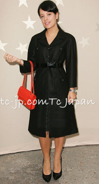 CHANEL 07A Black Wool Jacket Skirt Suit with Belt 44 46 シャネル ブラック ウール 100% ジャケット スカート スーツ ベルト付き 即発