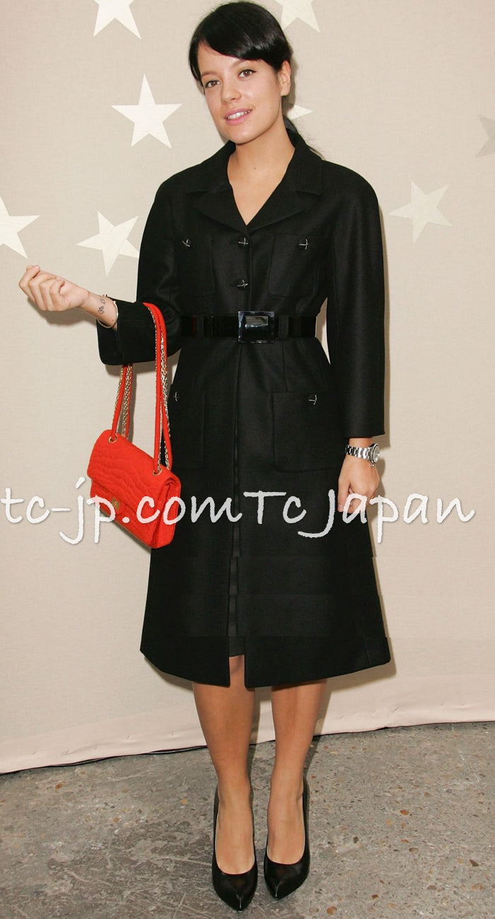 CHANEL 07A Black Wool Jacket Skirt Suit with Belt 44 46 シャネル ブラック ウール 100% ジャケット スカート スーツ ベルト付き 即発