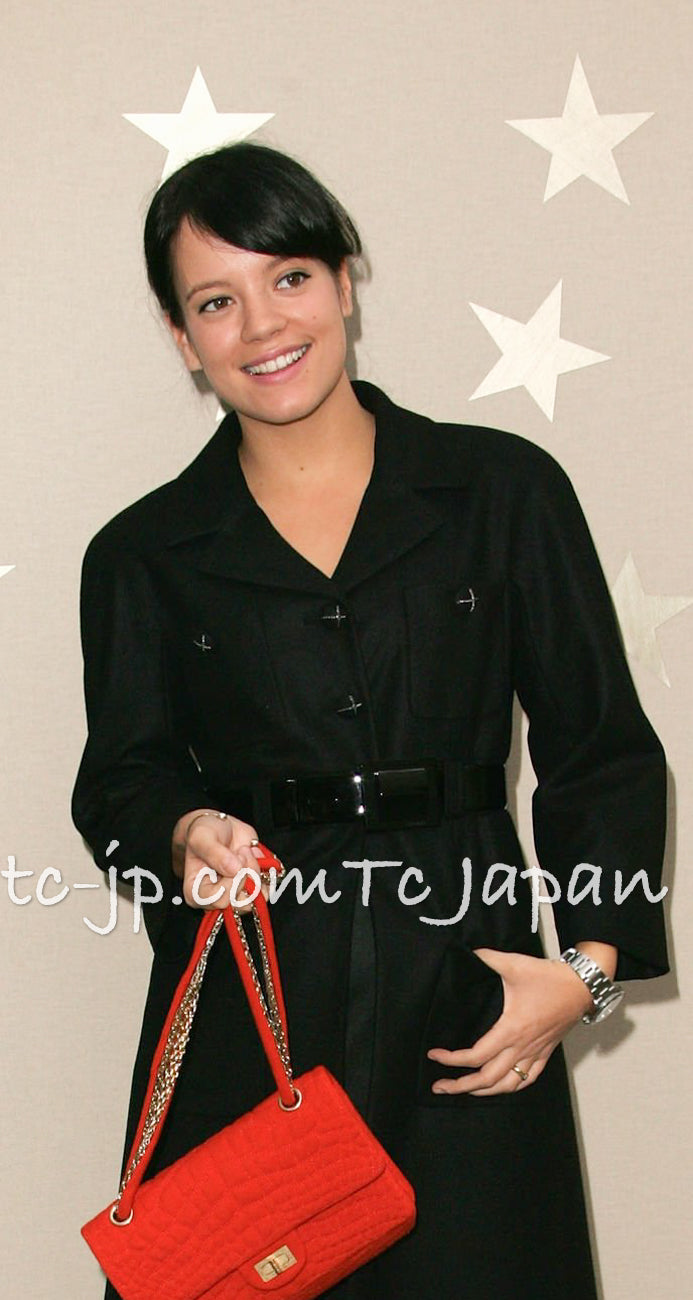 CHANEL 07A Black Wool Jacket Skirt Suit with Belt 44 46 シャネル ブラック ウール 100% ジャケット スカート スーツ ベルト付き 即発