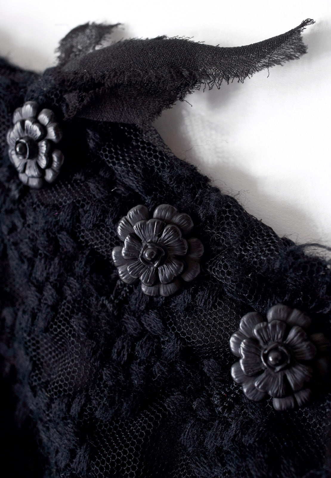 CHANEL 05C Black Chiffon Lace Camellia Buttons Jacket 38 44 シャネル ブラック・シフォン・レース・カメリアボタン・ジャケット 即発