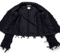 CHANEL 05C Black Chiffon Lace Camellia Buttons Jacket 38 44 シャネル ブラック・シフォン・レース・カメリアボタン・ジャケット 即発