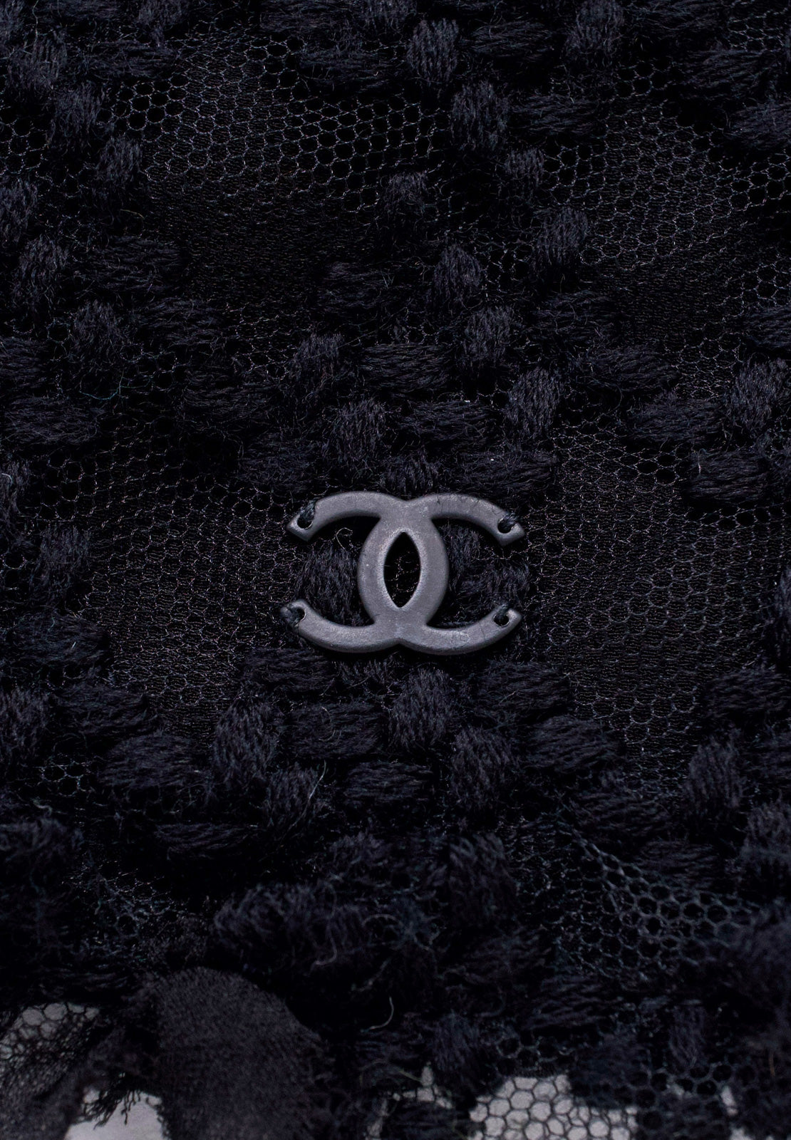 CHANEL 05C Black Chiffon Lace Camellia Buttons Jacket 38 44 シャネル ブラック・シフォン・レース・カメリアボタン・ジャケット 即発