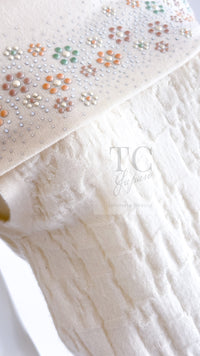 CHANEL 12C Ivory Cashmere 100% Swarovski Sleeveless Knit Sweater 36 38 シャネル スワロフスキー カシミア ノースリーブ ニット セーター 即発