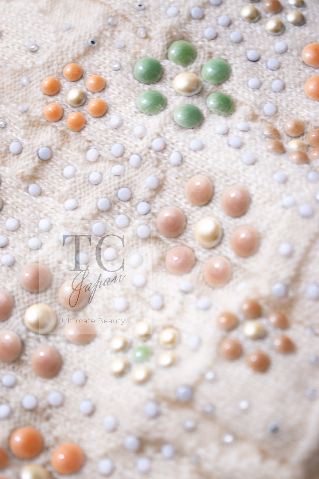 CHANEL 12C Ivory Cashmere 100% Swarovski Sleeveless Knit Sweater 36 38 シャネル スワロフスキー カシミア ノースリーブ ニット セーター 即発