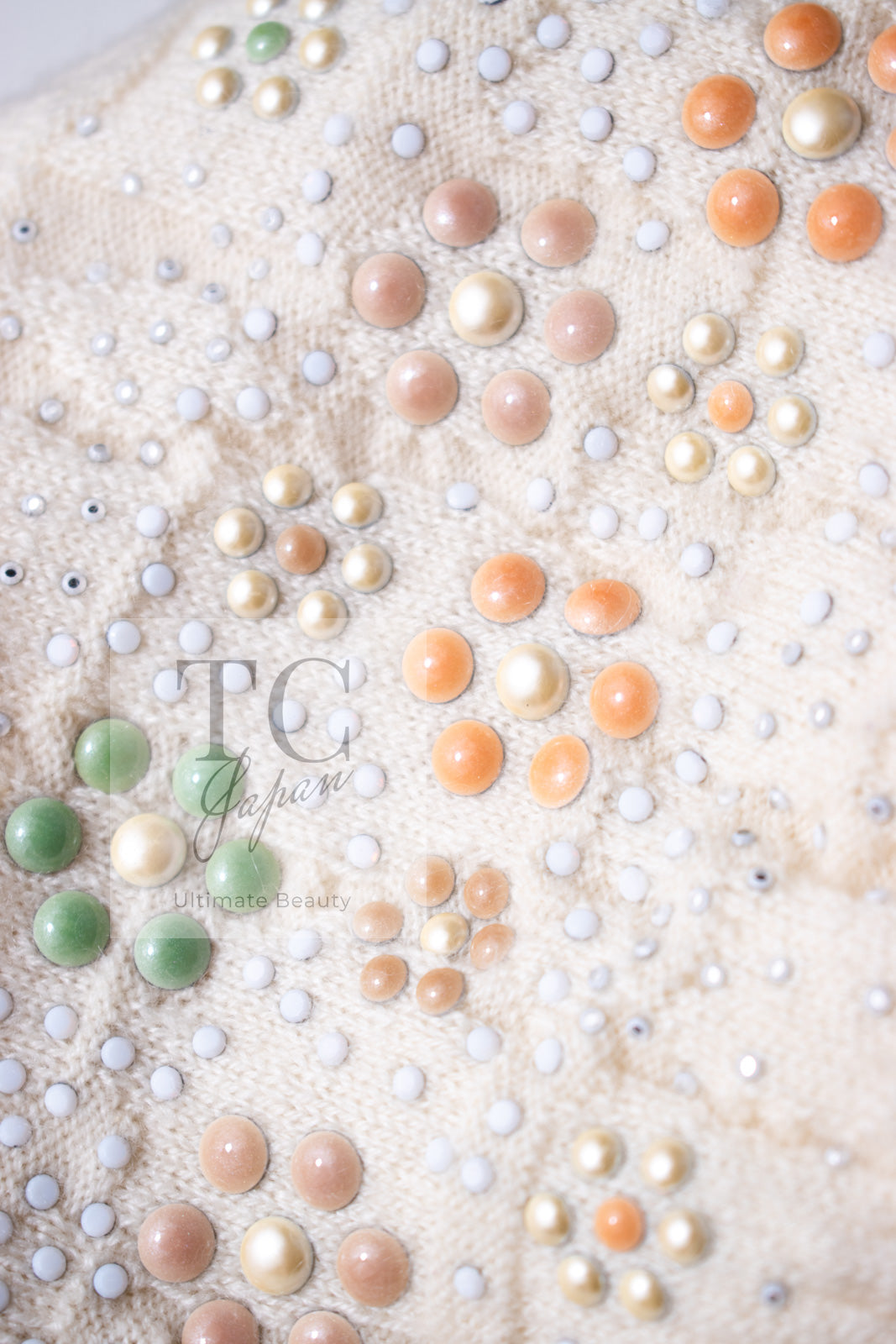 CHANEL 12C Ivory Cashmere 100% Swarovski Sleeveless Knit Sweater 36 38 シャネル スワロフスキー カシミア ノースリーブ ニット セーター 即発