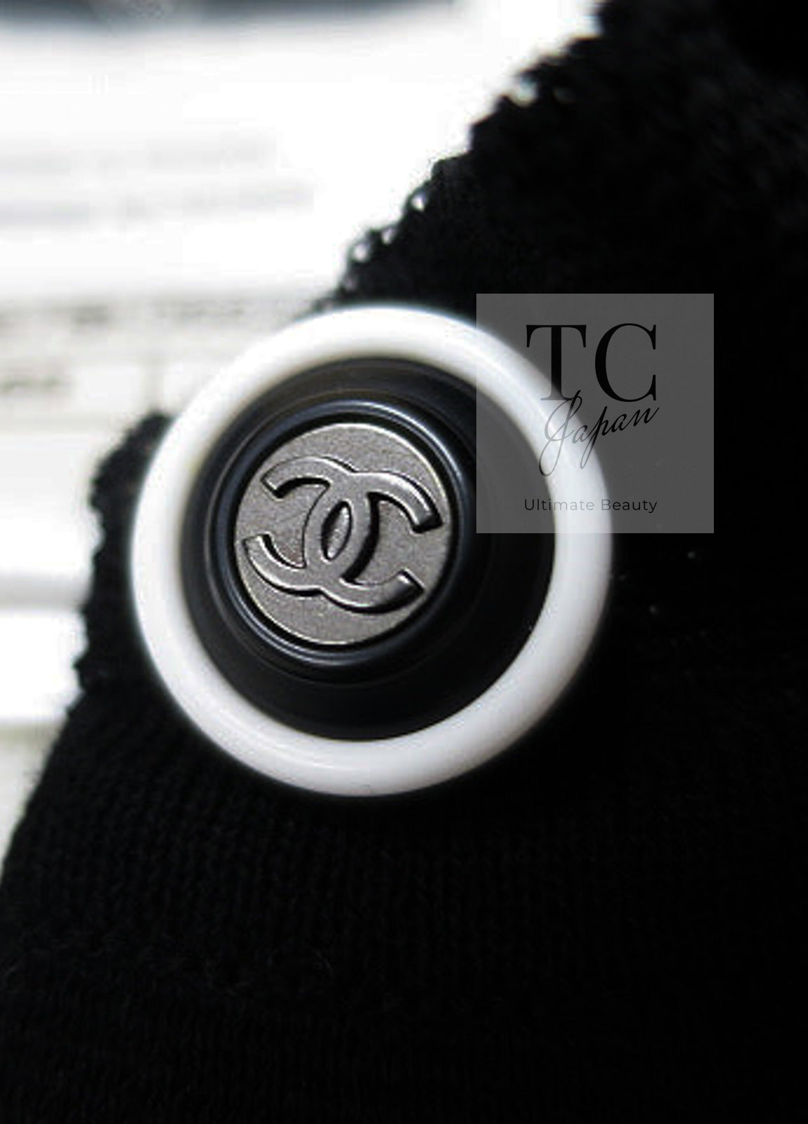 CHANEL 15S White Black Cotton Knit Tops 36 38 シャネル ホワイト ブラック コットン ニット 半袖 ポロシャツ トップス 即発