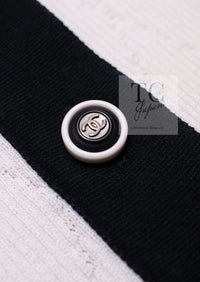 CHANEL 15S White Black Cotton Knit Tops 36 38 シャネル ホワイト ブラック コットン ニット 半袖 ポロシャツ トップス 即発