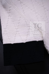 CHANEL 15S White Black Cotton Knit Tops 36 38 シャネル ホワイト ブラック コットン ニット 半袖 ポロシャツ トップス 即発