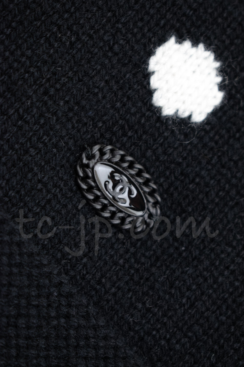 CHANEL 08A Black Dot Logo Cashmere Knit Sweater 36 38 シャネル ブラック ドット ロゴ カシミヤ ニット セーター 即発