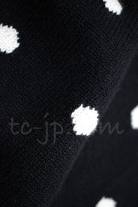 CHANEL 08A Black Dot Logo Cashmere Knit Sweater 36 38 シャネル ブラック ドット ロゴ カシミヤ ニット セーター 即発