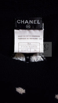 CHANEL 08A Black Dot Logo Cashmere Knit Sweater 36 38 シャネル ブラック ドット ロゴ カシミヤ ニット セーター 即発
