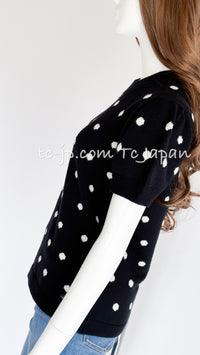 CHANEL 08A Black Dot Logo Cashmere Knit Sweater 36 38 シャネル ブラック ドット ロゴ カシミヤ ニット セーター 即発