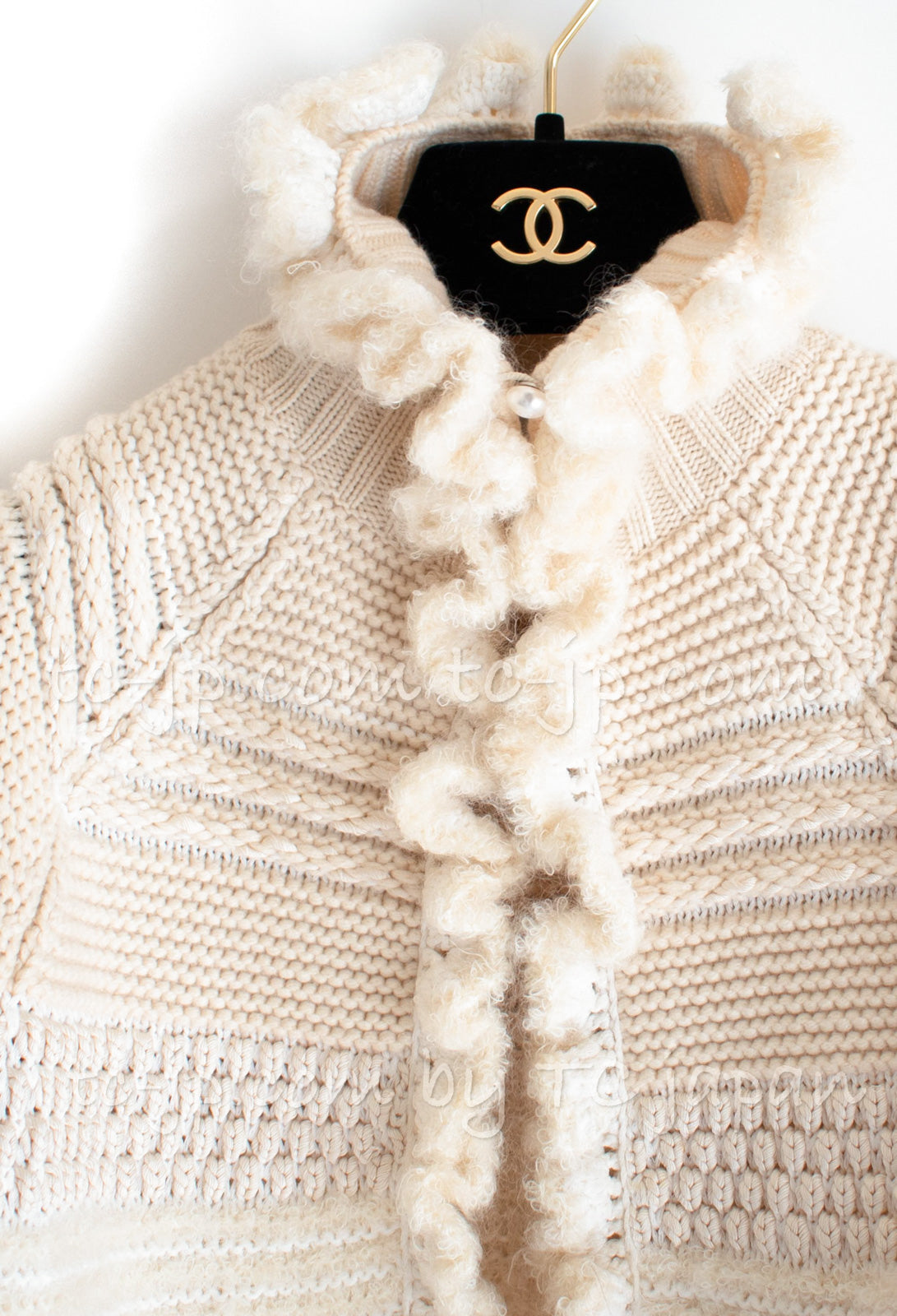 CHANEL 06A Ivory Creme Cashmere Mohair Cape Cardigan 38 46 48 50 シャネル カシミア モヘア アイボリー クリーム ポンチョ ケープ カーディガン 即発