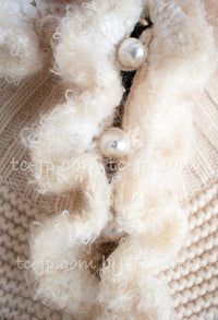 CHANEL 06A Ivory Creme Cashmere Mohair Cape Cardigan 36 38 シャネル カシミア モヘア アイボリー クリーム ポンチョ ケープ カーディガン 即発