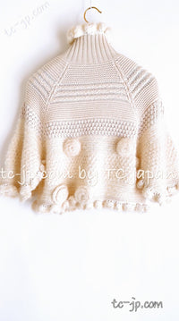 CHANEL 06A Ivory Creme Cashmere Mohair Cape Cardigan 38 46 48 50 シャネル カシミア モヘア アイボリー クリーム ポンチョ ケープ カーディガン 即発