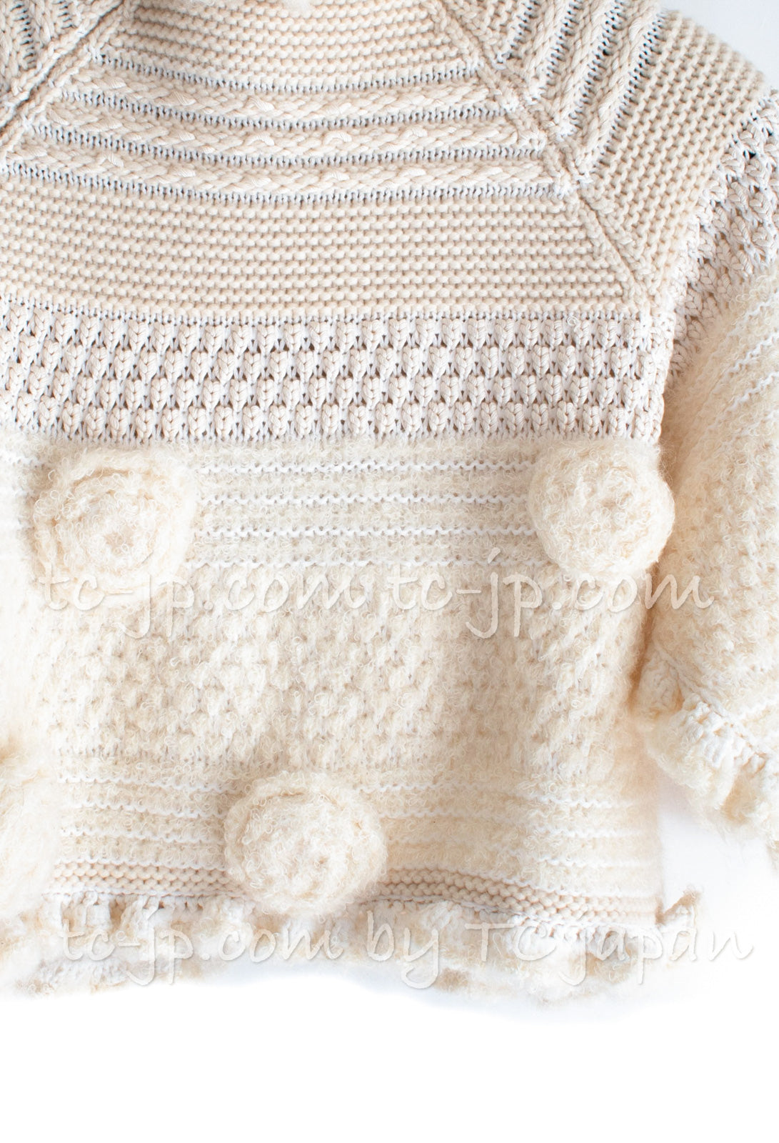 CHANEL 06A Ivory Creme Cashmere Mohair Cape Cardigan 38 46 48 50 シャネル カシミア モヘア アイボリー クリーム ポンチョ ケープ カーディガン 即発
