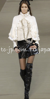 CHANEL 06A Ivory Creme Cashmere Mohair Cape Cardigan 38 46 48 50 シャネル カシミア モヘア アイボリー クリーム ポンチョ ケープ カーディガン 即発