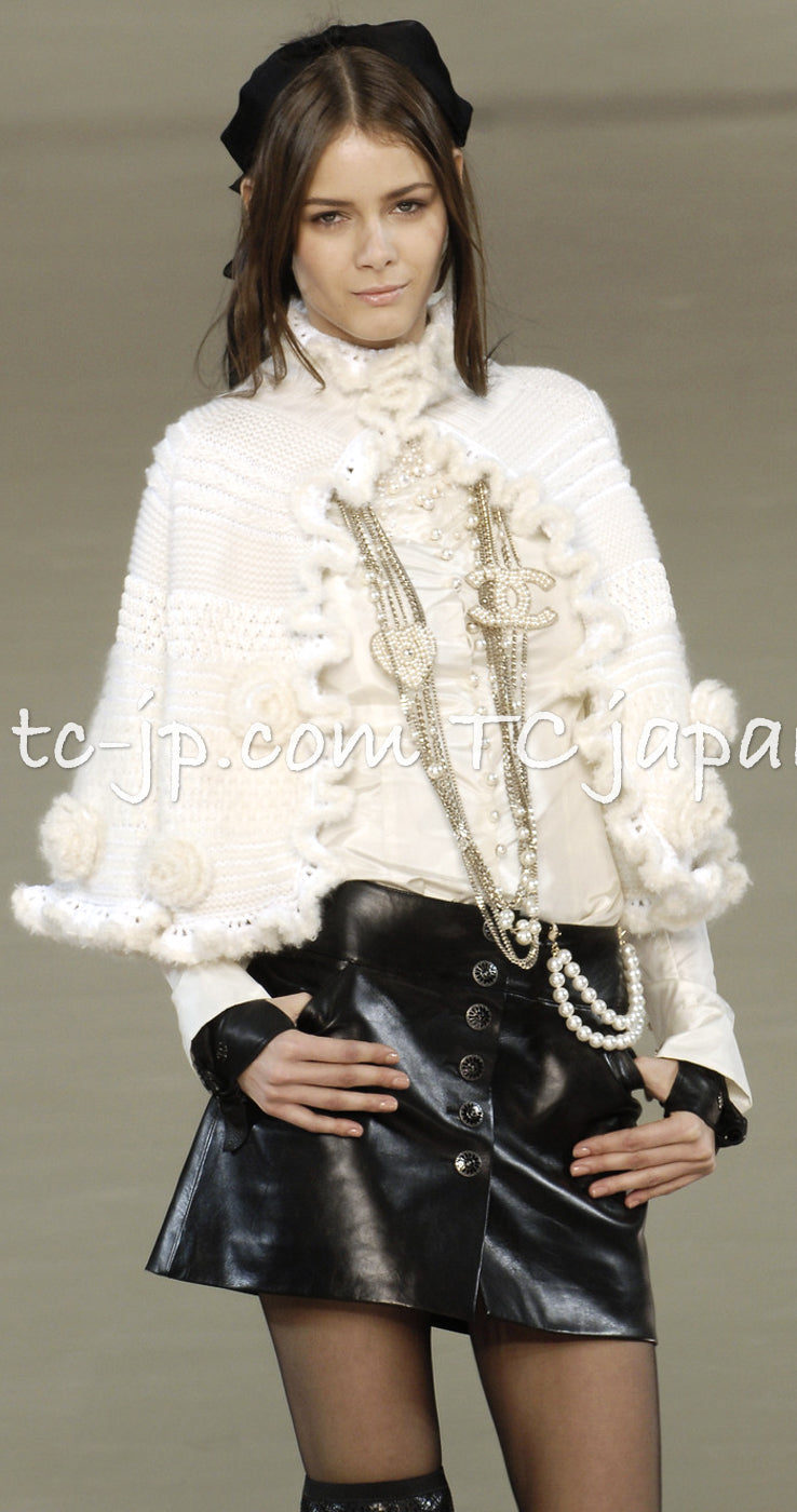 CHANEL 06A Ivory Creme Cashmere Mohair Cape Cardigan 38 46 48 50 シャネル カシミア モヘア アイボリー クリーム ポンチョ ケープ カーディガン 即発