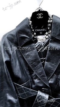 CHANEL 06S Grey Navy Calf Leather Jacket 38 シャネル グレーネイビー カーフレザー ジャケット 即発