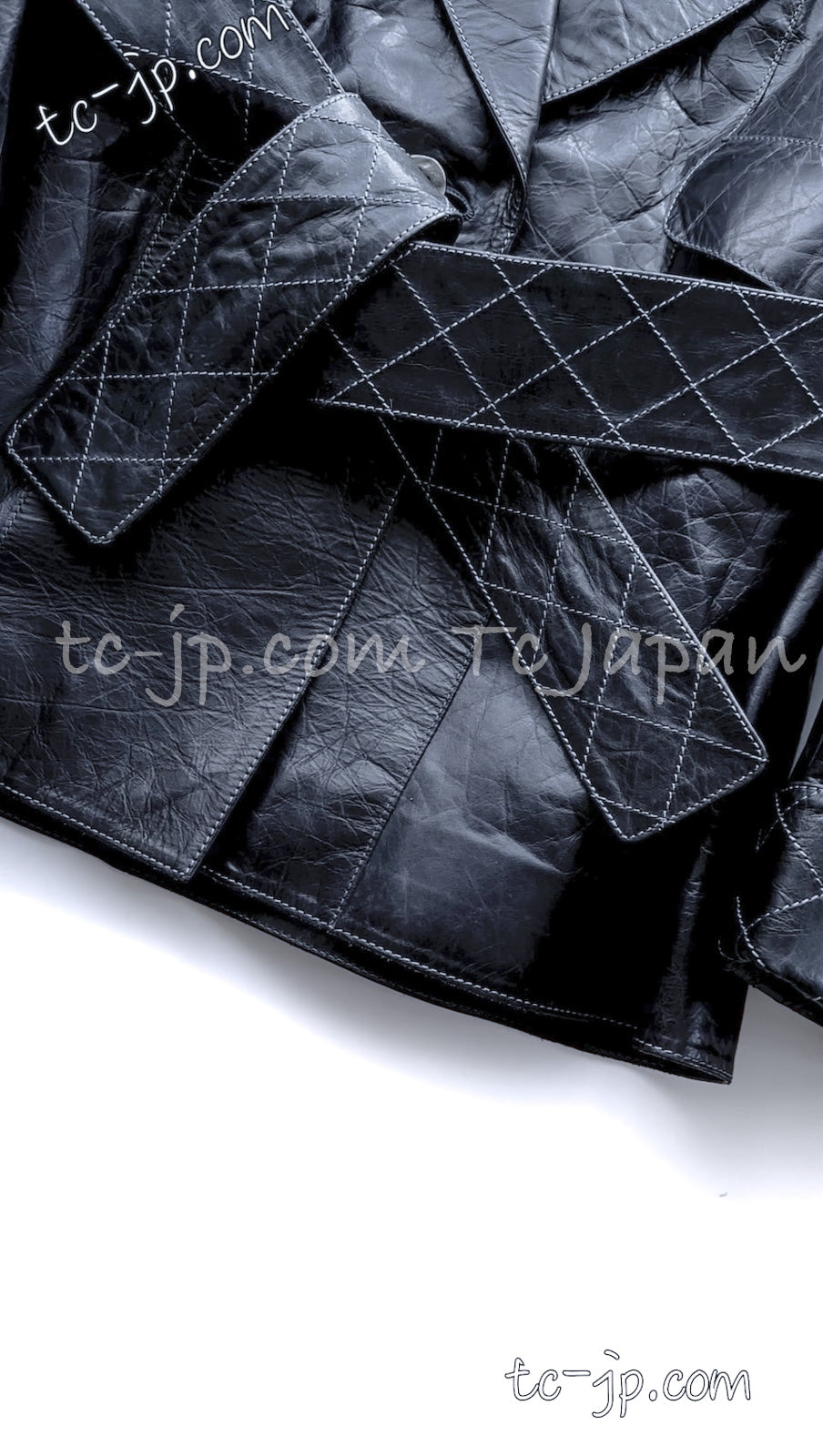 CHANEL 06S Grey Navy Calf Leather Jacket 38 シャネル グレーネイビー カーフレザー ジャケット 即発