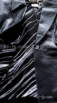 CHANEL 06S Grey Navy Calf Leather Jacket 38 シャネル グレーネイビー カーフレザー ジャケット 即発