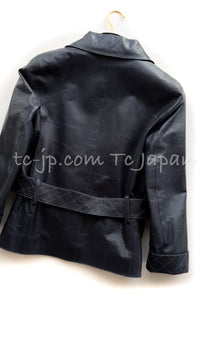 CHANEL 06S Grey Navy Calf Leather Jacket 38 シャネル グレーネイビー カーフレザー ジャケット 即発