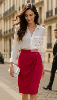 CHANEL 12PF Pink Draped Elegant Silk Skirt 38 シャネル ピンク ドレープ エレガント シルク スカート 即発