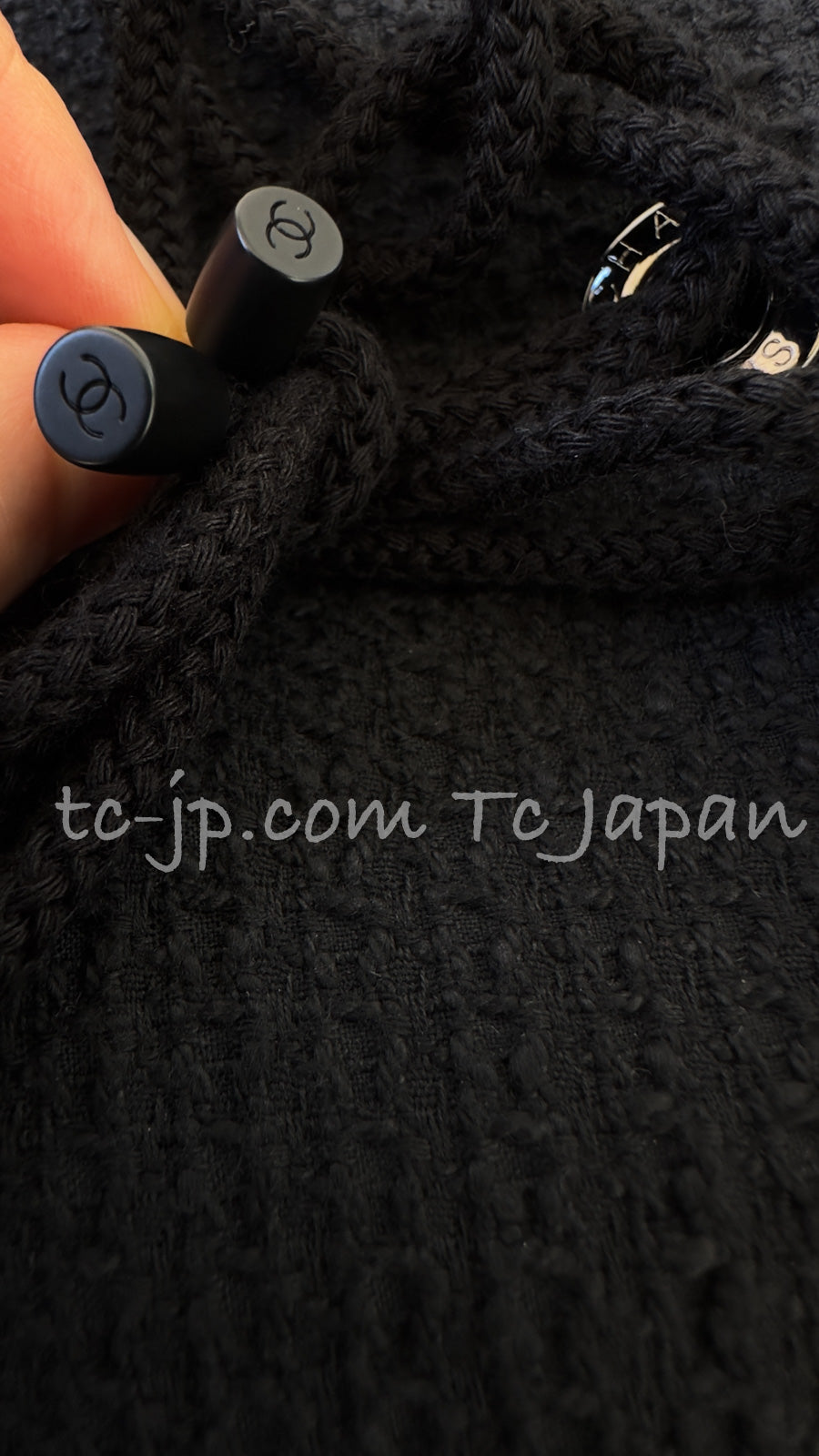CHANEL 07C Black Round Neck Jacket 38 40 訳あり シャネル ブラック・胸紐・ツイード・ジャケット 即発 - TC JAPAN