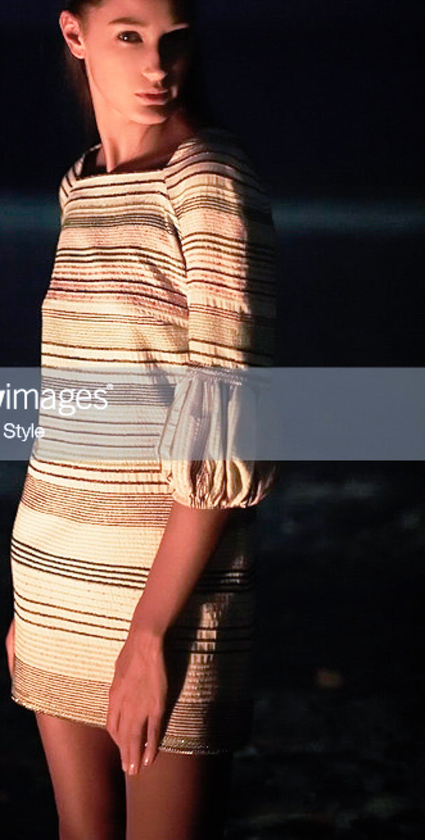 CHANEL 07S Multicolor Border CC Chain Charm Cotton Wool Dress 34 36 40 シャネル マルチカラー CC チェーン チャーム ボーダー コットン ウール ワンピース 即発
