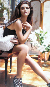 CHANEL 09S Black Navy Pearl Belt Strapless Cocktail Dress 38 シャネル パールベルト・チューブワンピース 即発