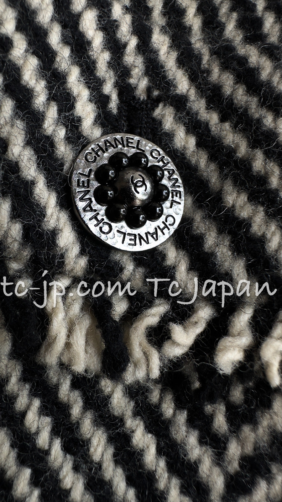 CHANEL 06A Black Herringbone Chevron Wool Tweed Jacket Kate Moss 38 シャネル ブラック シェベロン ウール ツイード ジャケット ケイトモス着 即発