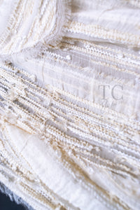 CHANEL 07C Ivory Creme Cotton Silk Cardigan Jacket 34 36 シャネル アイボリー クリーム コットン シルク カーディガン ジャケット 即発