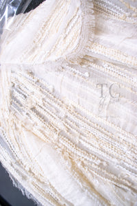 CHANEL 07C Ivory Creme Cotton Silk Cardigan Jacket 34 36 シャネル アイボリー クリーム コットン シルク カーディガン ジャケット 即発