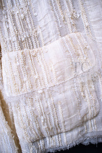 CHANEL 07C Ivory Creme Cotton Silk Cardigan Jacket 34 36 シャネル アイボリー クリーム コットン シルク カーディガン ジャケット 即発