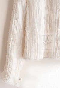 CHANEL 07C Ivory Creme Cotton Silk Cardigan Jacket 34 36 シャネル アイボリー クリーム コットン シルク カーディガン ジャケット 即発