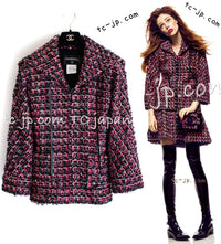 CHANEL 13A Lesage Pink Black Multi Jacket Coat 34 36 38 40 シャネル ルサージュ ピンク ブラック マルチカラー ツイード ジャケット コート 即発
