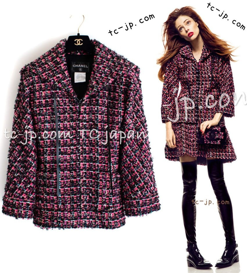 CHANEL 13A Lesage Pink Black Multi Jacket Coat 34 36 38 40 シャネル ルサージュ ピンク ブラック マルチカラー ツイード ジャケット コート 即発