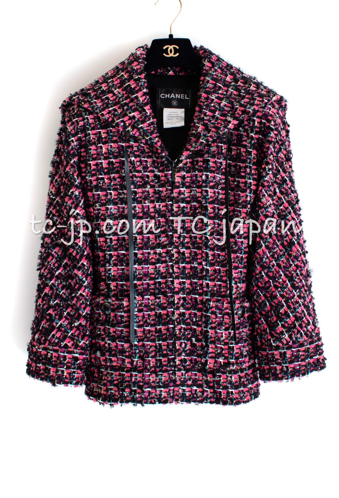 CHANEL 13A Lesage Pink Black Multi Jacket Coat 34 36 38 40 シャネル ルサージュ ピンク ブラック マルチカラー ツイード ジャケット コート 即発