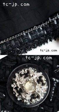CHANEL 13C Black Ribbon Lesage Double Tweed Jacket 40 シャネル ブラック リボンテープ ロゴ ルサージュ ダブル ツイード ジャケット 即発