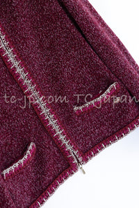 CHANEL 16A Plum Wine Red Cashmere Silk Zipper Knit Cardigan 36 38 シャネル プラム ワイン レッド カシミヤ シルク ジッパー ニット カーディガン 即発