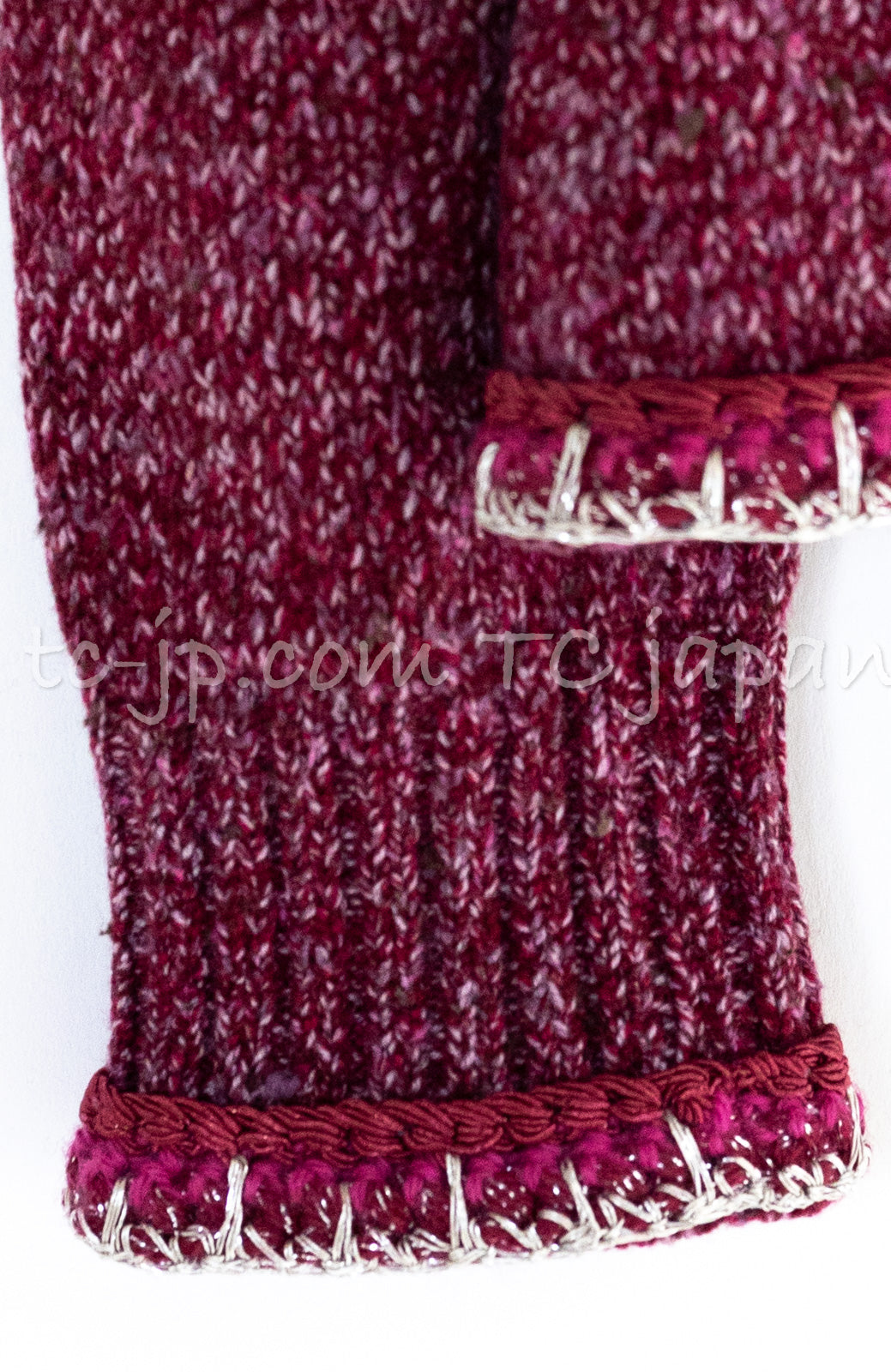 CHANEL 16A Plum Wine Red Cashmere Silk Zipper Knit Cardigan 36 38 シャネル プラム ワイン レッド カシミヤ シルク ジッパー ニット カーディガン 即発