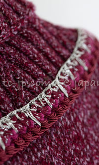 CHANEL 16A Plum Wine Red Cashmere Silk Zipper Knit Cardigan 36 38 シャネル プラム ワイン レッド カシミヤ シルク ジッパー ニット カーディガン 即発