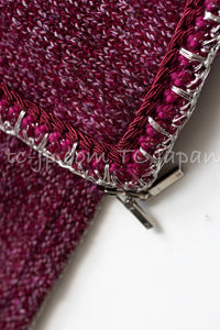 CHANEL 16A Plum Wine Red Cashmere Silk Zipper Knit Cardigan 36 38 シャネル プラム ワイン レッド カシミヤ シルク ジッパー ニット カーディガン 即発