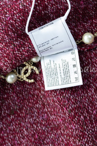 CHANEL 16A Plum Wine Red Cashmere Silk Zipper Knit Cardigan 36 38 シャネル プラム ワイン レッド カシミヤ シルク ジッパー ニット カーディガン 即発