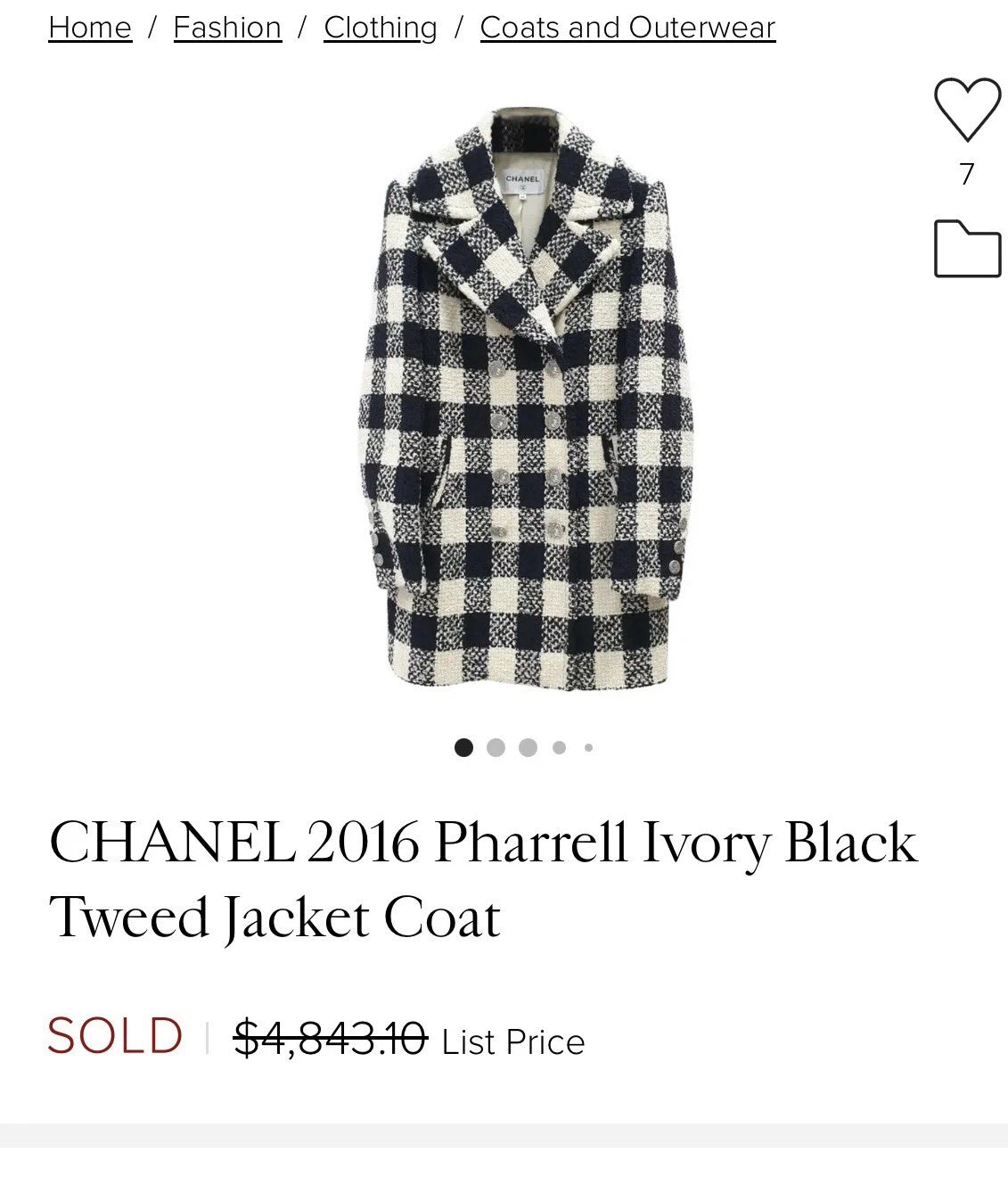CHANEL 16PF Ivory Black Wool Silk Double Tweed Coat 34 36 38 40 シャネル アイボリー ブラック ウール シルク チェック ツイード コート メンズも!即発