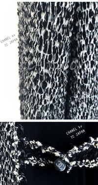 CHANEL 11A Black Gray Wool Hooded Duffle Tweed Coat 36 38 シャネル ブラック グレー ウール ダッフル フード ツイード コート 即発