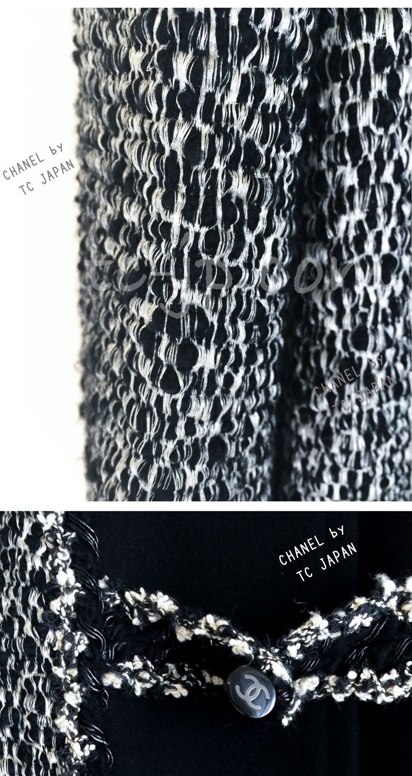 CHANEL 11A Black Gray Wool Hooded Duffle Tweed Coat 36 38 シャネル ブラック グレー ウール ダッフル フード ツイード コート 即発