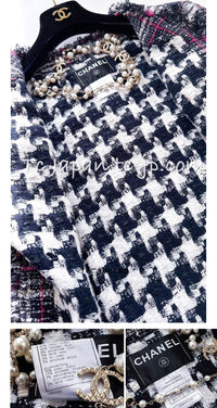 CHANEL 07S Navy White Pink Multicolor Cotton Tweed Coat 34 シャネル ネイビー ピンク ホワイト マルチカラー コットン ツイード ロング コート 即発